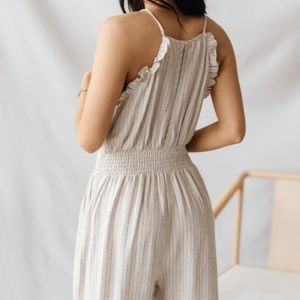 Wide leg linen jump suit